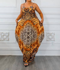 Surelymine - Circling Around Flow Multi Color Maxi Dress with Side Pockets