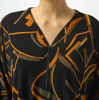 Joseph Ribkoff - Silky Knit V-neck 3/4 Sleeves Tunic Top