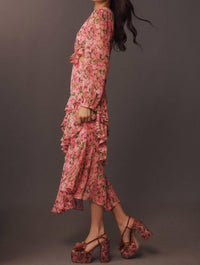 2.7 AUGUST APPAREL Floral Ruffled Maxi Dress in pink multi - women's dress - alternate view
