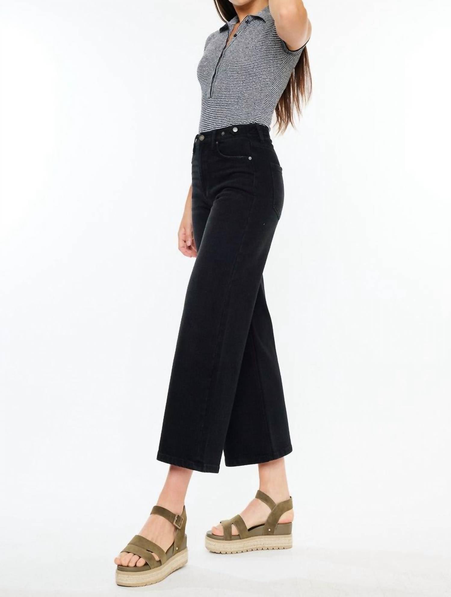Kancan - Rylie Ultra High Rise Cropped Wide Leg Denim Jeans