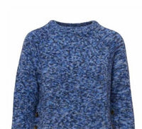 Autumn Cashmere - Women's Tweed Buttoned Shirttail Crew Sweater