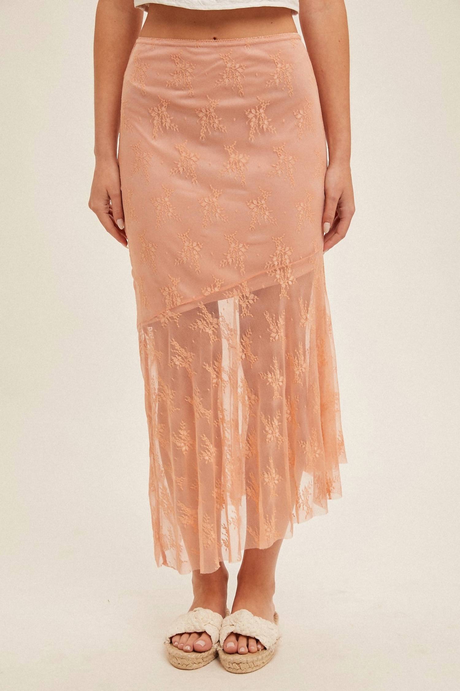 Hem & Thread - Asymmetrical Lace Midi Skirt