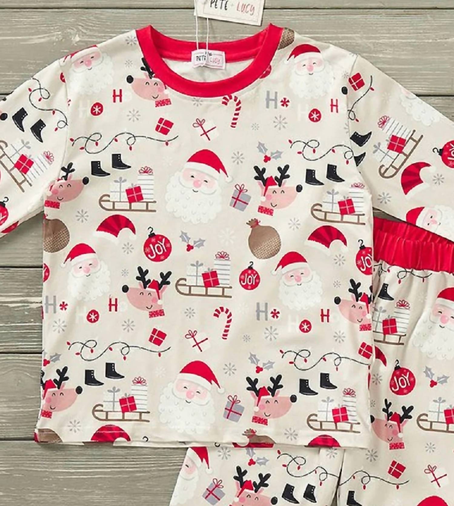 Pete + Lucy - Kids Santa's Sleigh Loungewear Set
