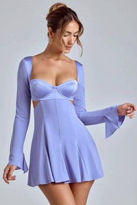 Oh Polly - Leotine Long Sleeve Godet Mini Dress