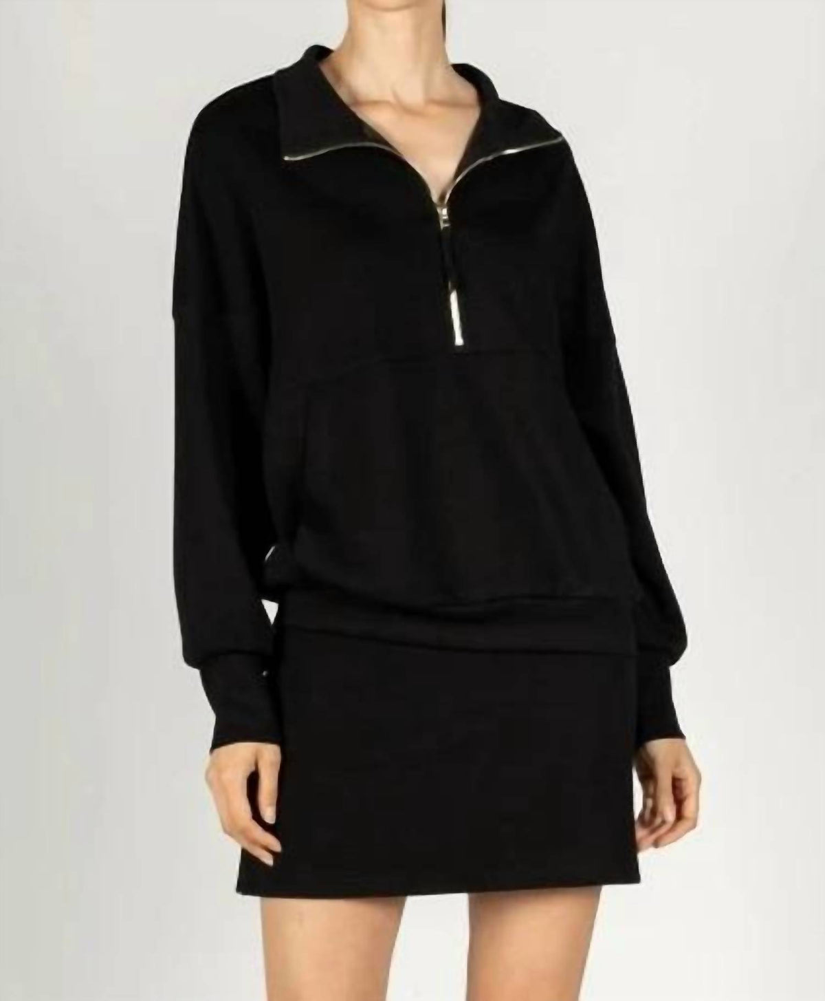 Before You Collection - Scuba Modal Zip Up Pullover Top