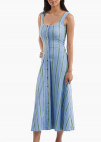 SMITH & QUINN Diana Button Front Dress in hydrangea stripe - women's dress - alternate view