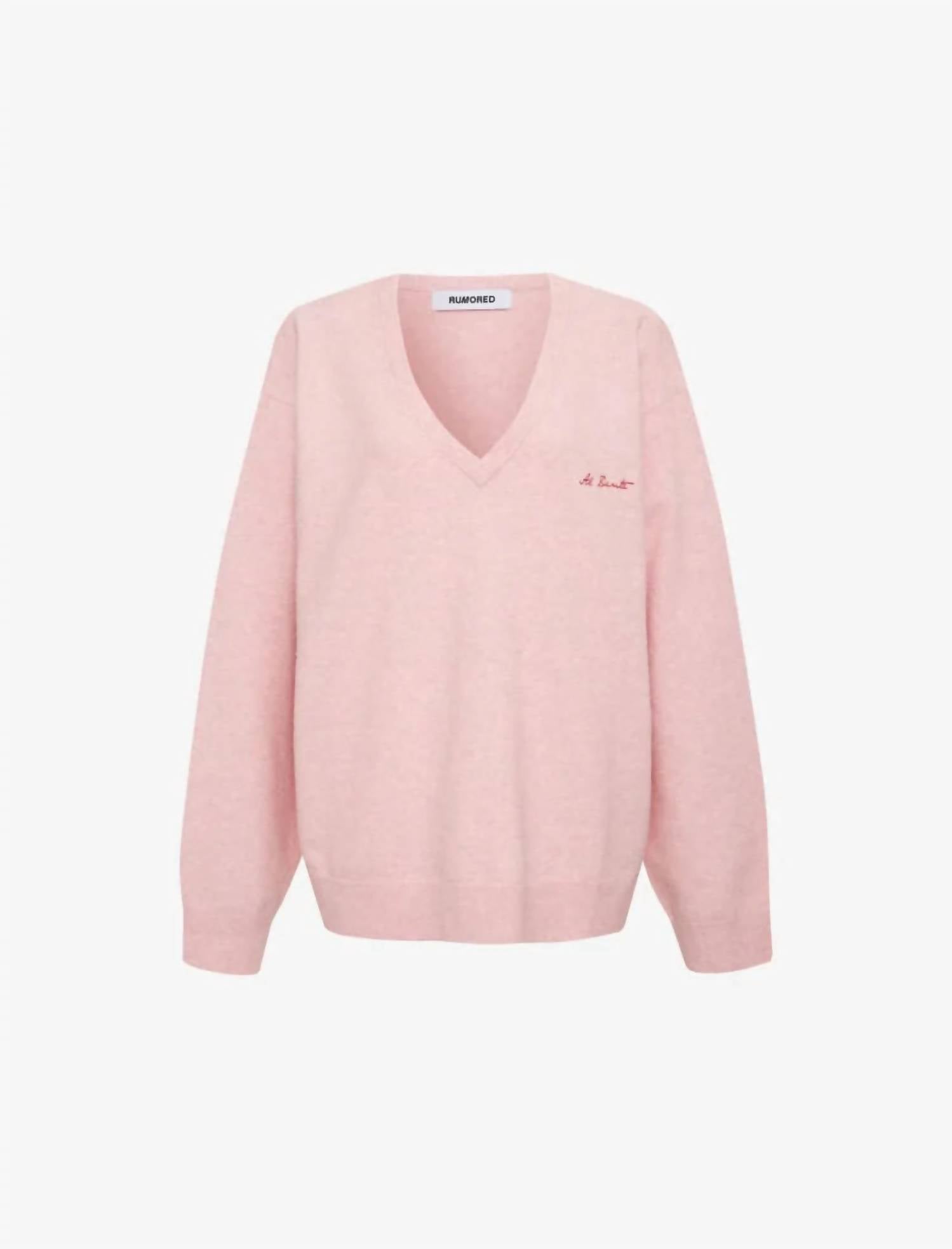 Rumored Vail Al Dente V-neck Sweater in pink - women's cardigan - view 4