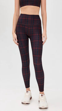 BEYOND YOGA Softmark High Waisted Midi Legging in dark cherry preppy plaid - women's pants