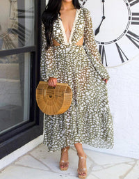 Luxxel - Sunkissed Riviera Cutout Printed Open Back Dress