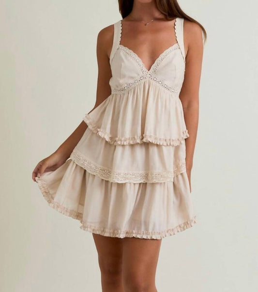 Le Lis - V-neck Lace Ruffle Mini Dress