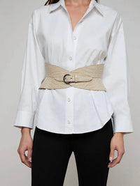 L'Agence - Alexandra Croc-embossed Corset Belt