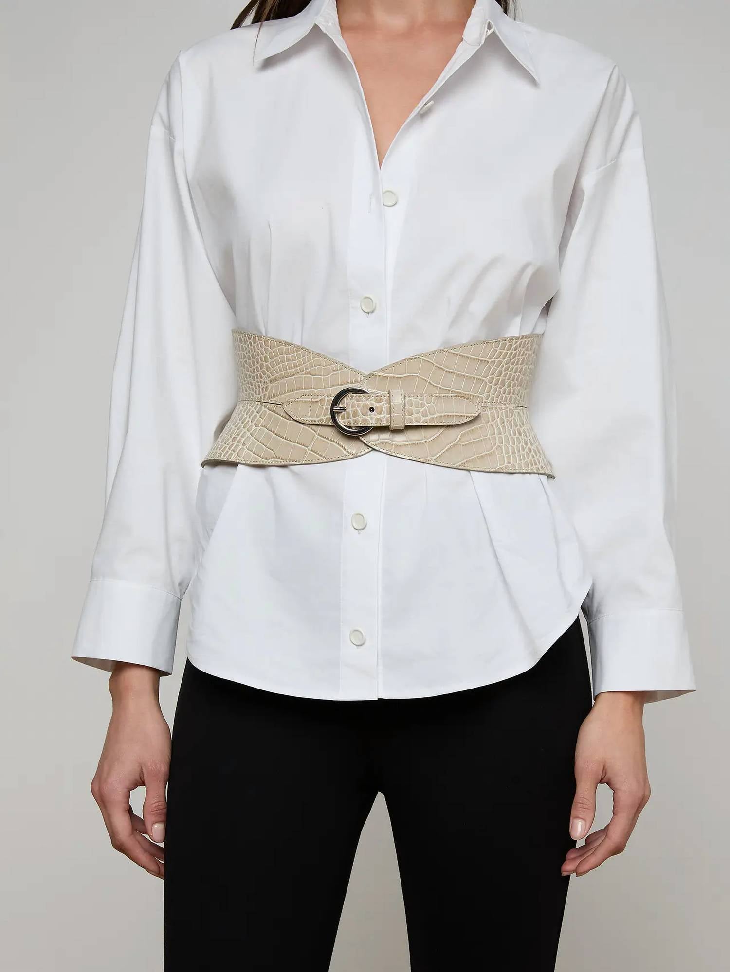 L'Agence - Alexandra Croc-embossed Corset Belt