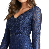 Mac Duggal - Long Sleeve Beaded Lace Trumpet Gown