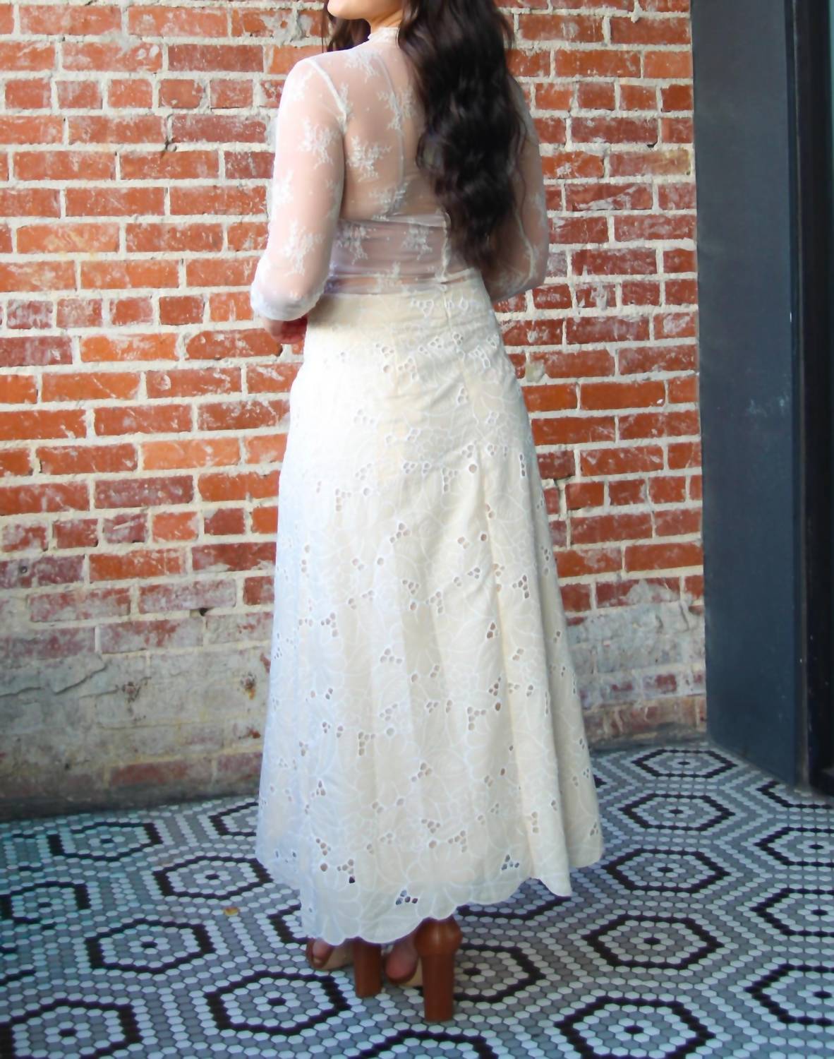 Able - Floral Eyelet Skirt