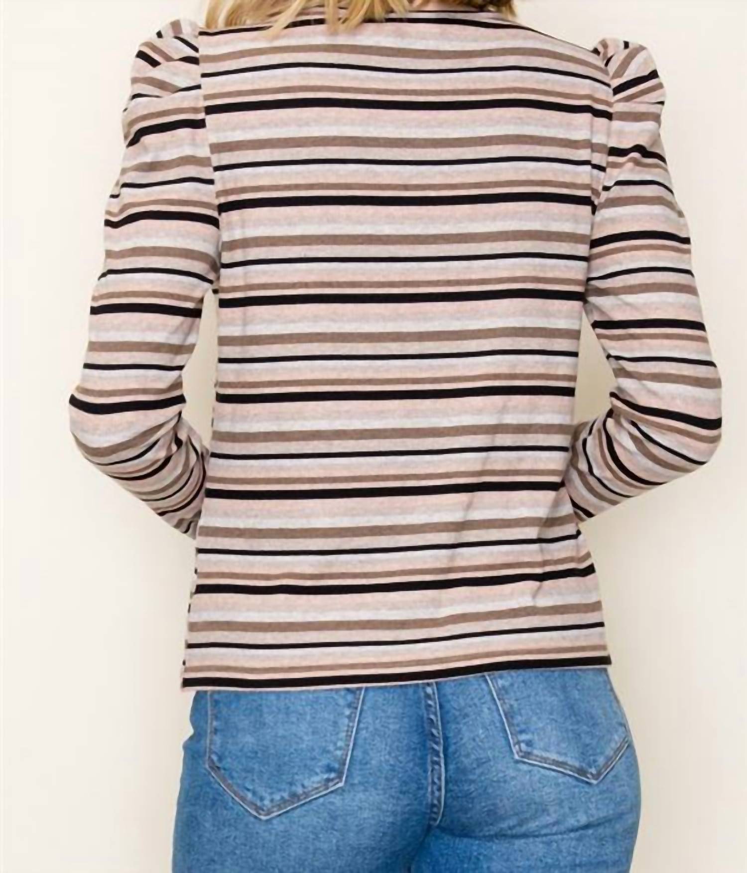 Staccato - Striped Puffed Long Sleeve Top