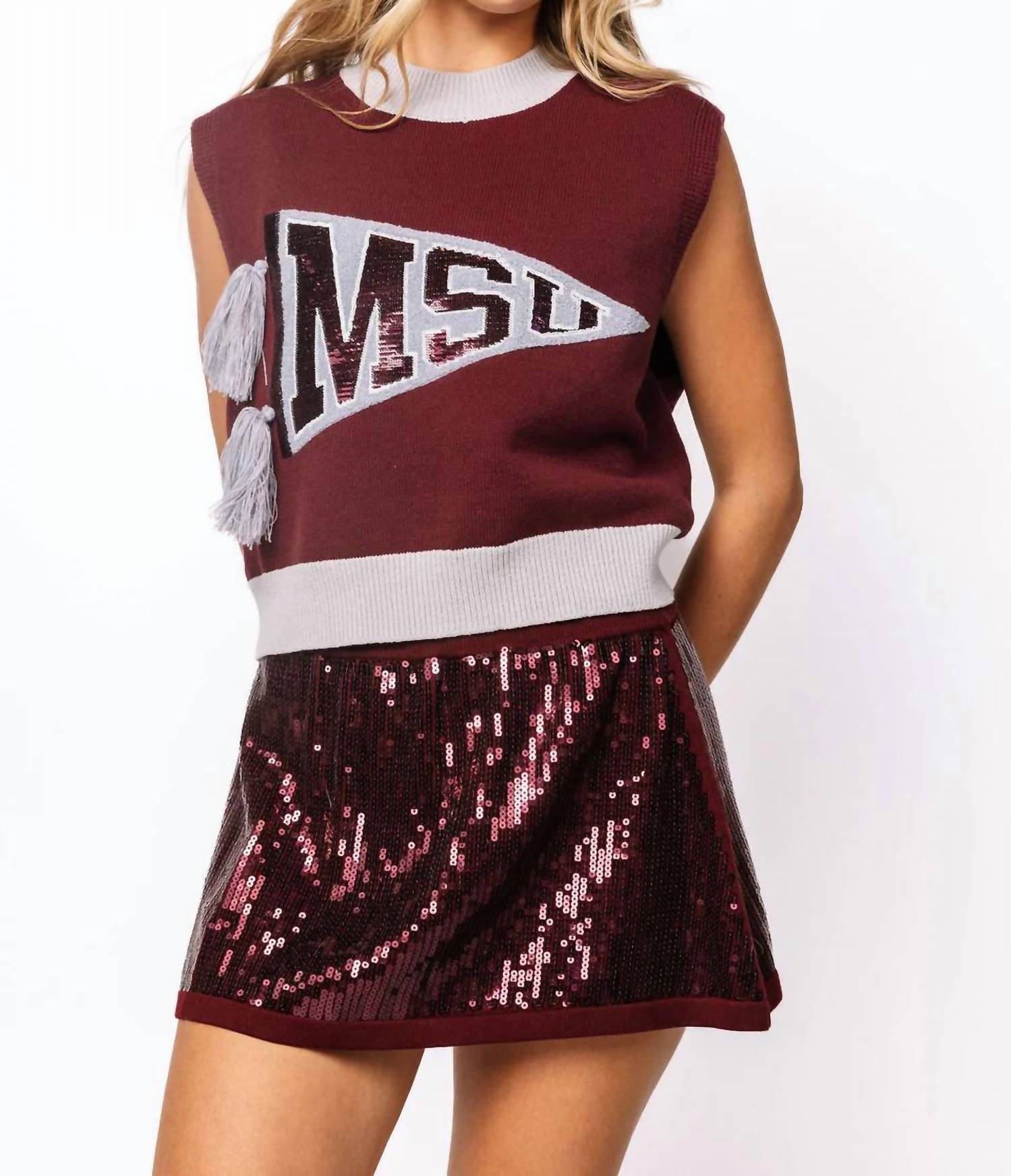 Queen Of Sparkles - MSU Pennant Sweater Tank