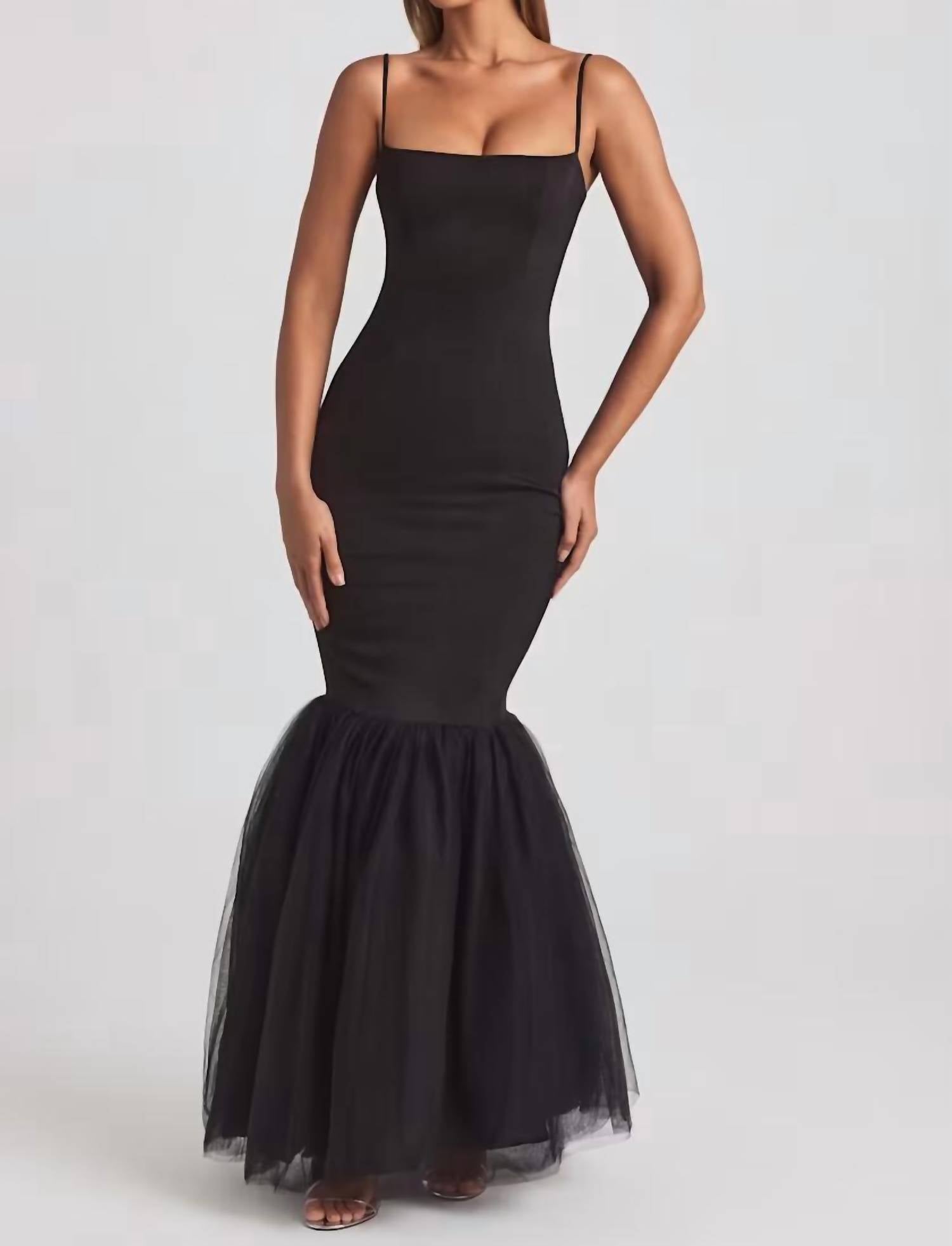 Oh Polly - Adelpha Tulle Hem Fishtail Gown