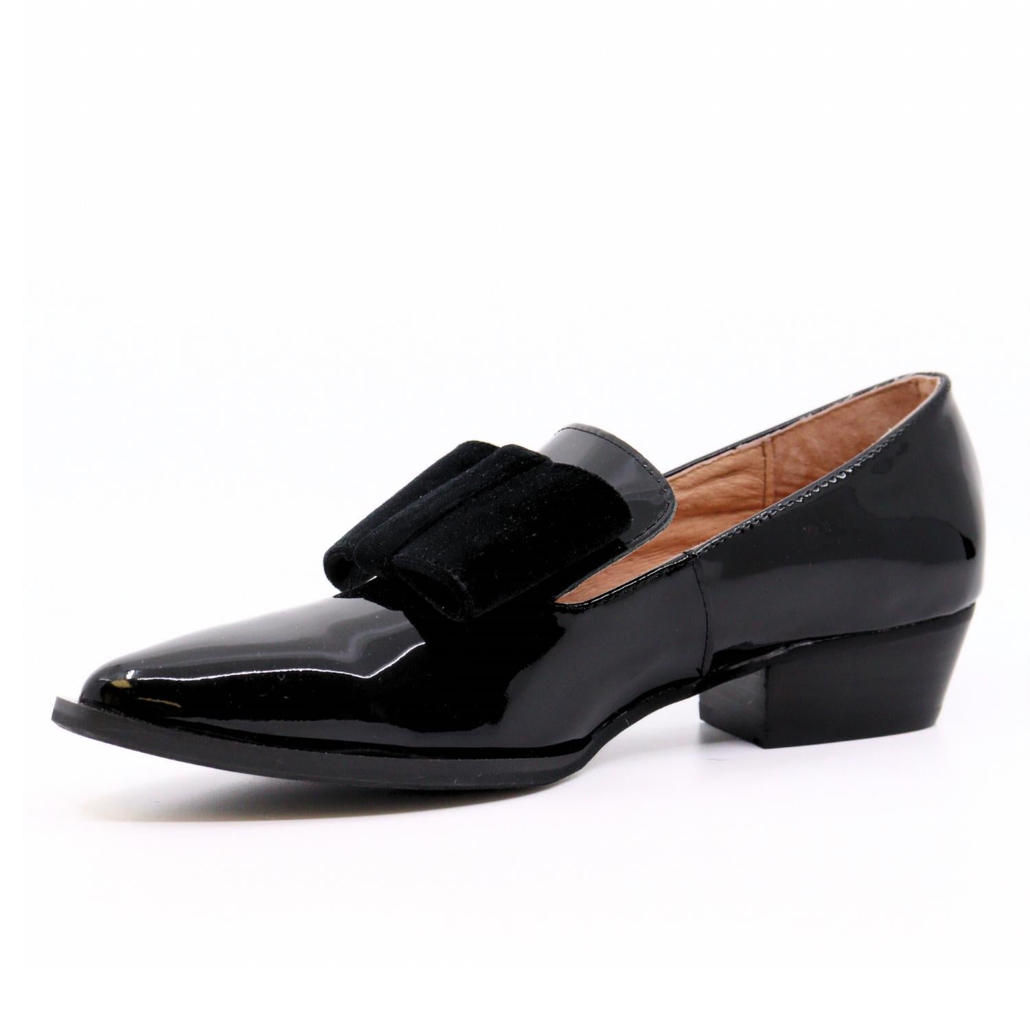 ALL BLACK Women's Pat And Bow Loafers in black - women's flats