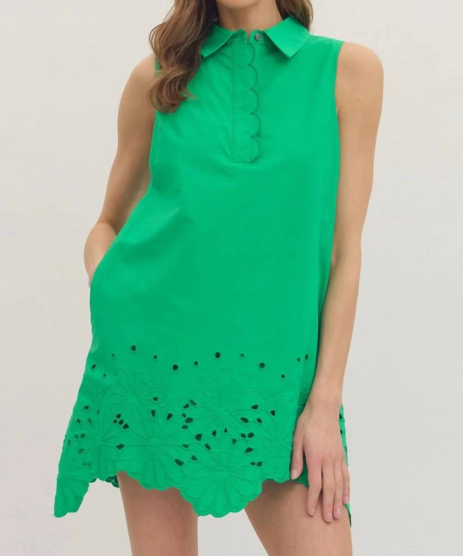 Entro - Sleeveless Eyelet Mini Dress