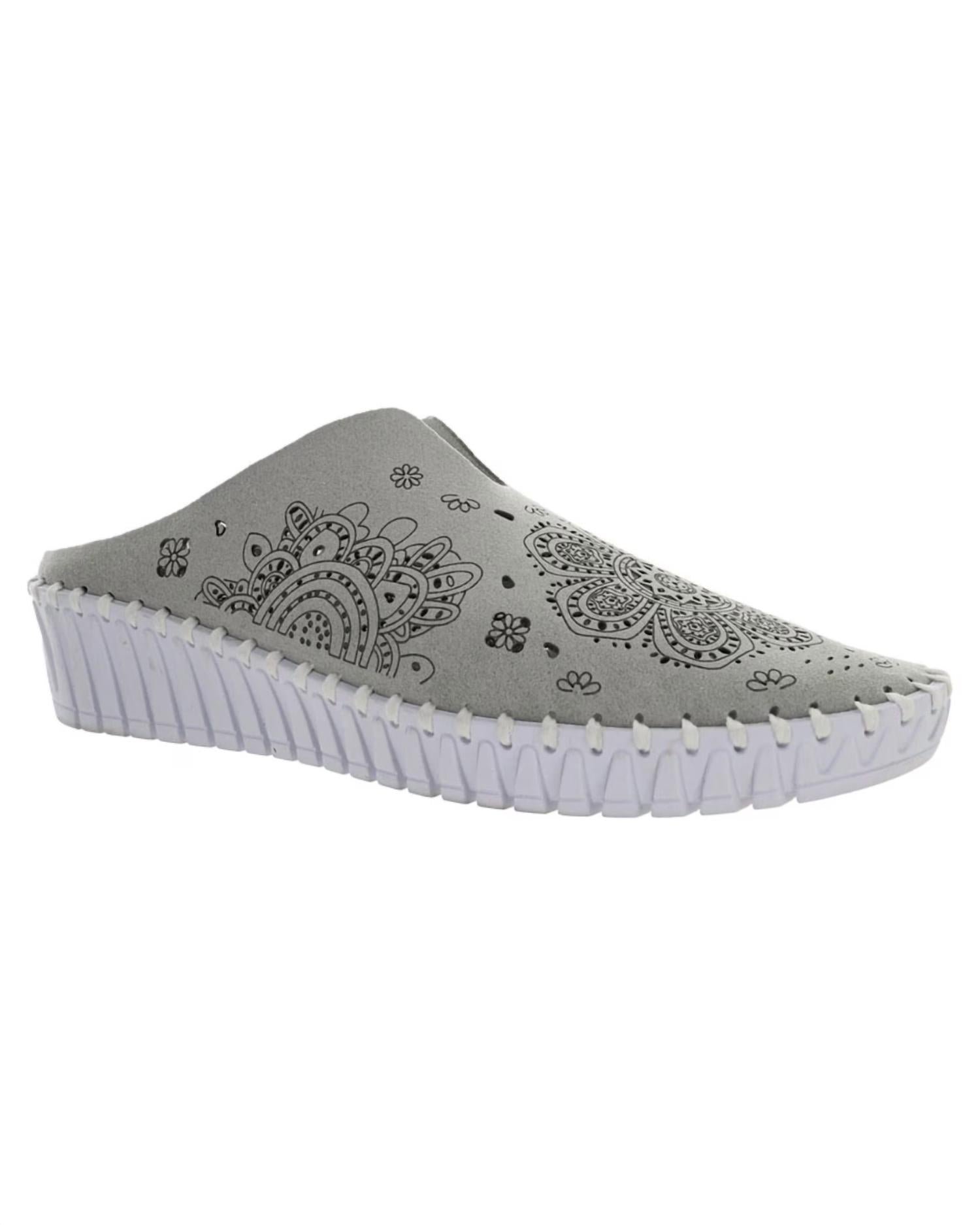 BERNIE MEV Women's Tracy Slip On Shoes in light grey - women's flats - detail view