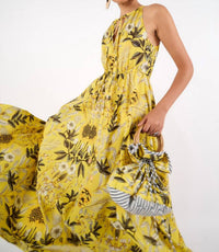 BEYOND by Vera Women's Bella Bucket Bag in monet s garden yellow - women's bag - detail view