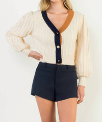 THML Colorblocked Cardigan in beige - women's cardigan