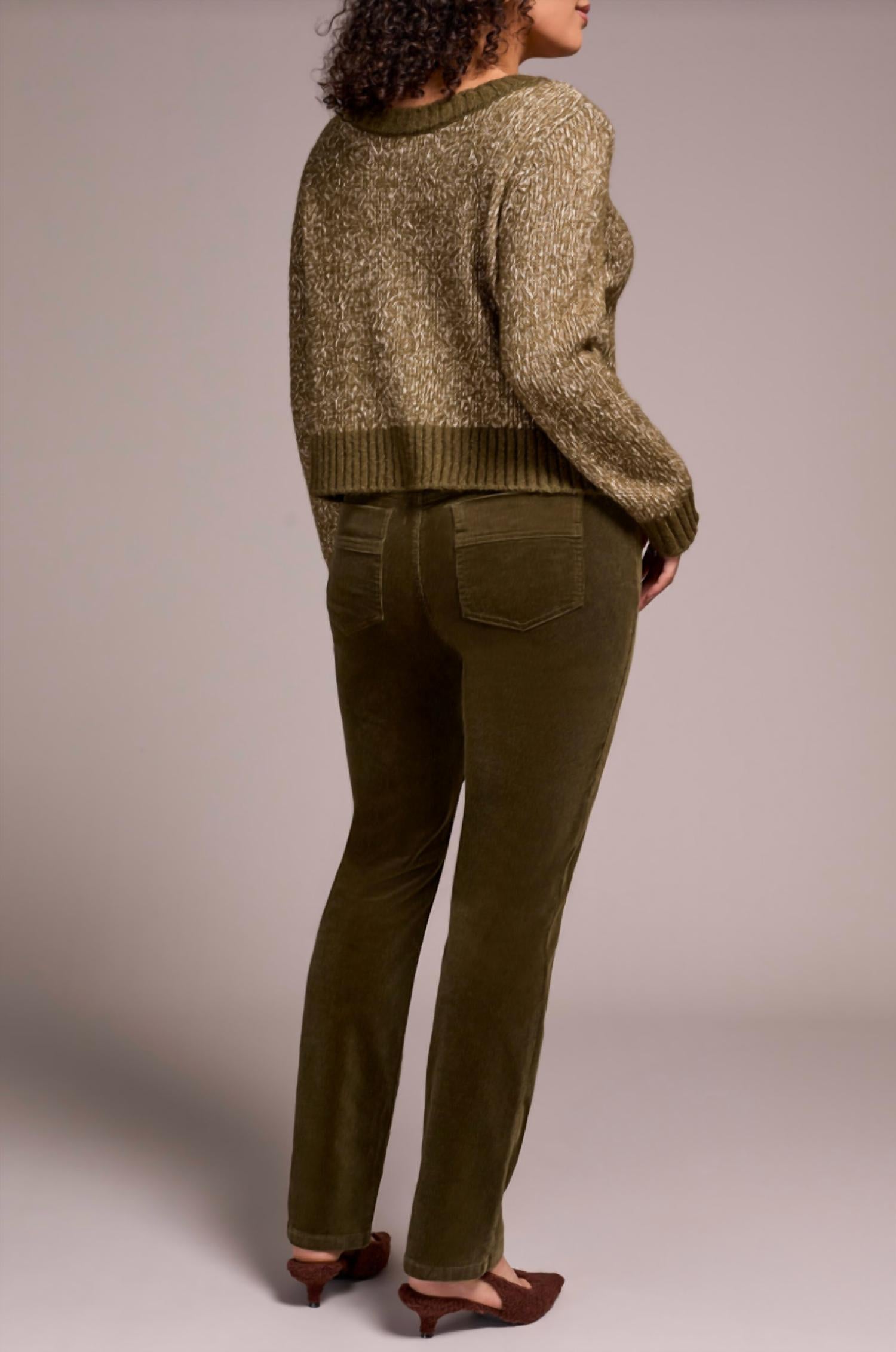 TRIBAL Fly Front 5 Pocket Pant in ivy - women's pants - alternate view