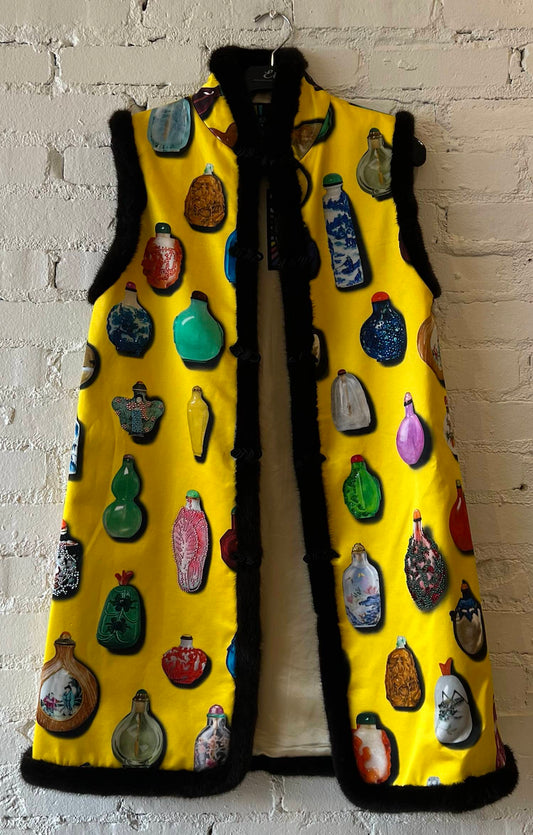 Libertine - Women's Snuff Bottles Vest With Mink Trim And Crystals