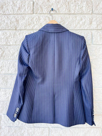 Veronica Beard Miller Dickey Long Sleeve Jacket in navy royal blue - women's jacket - detail view