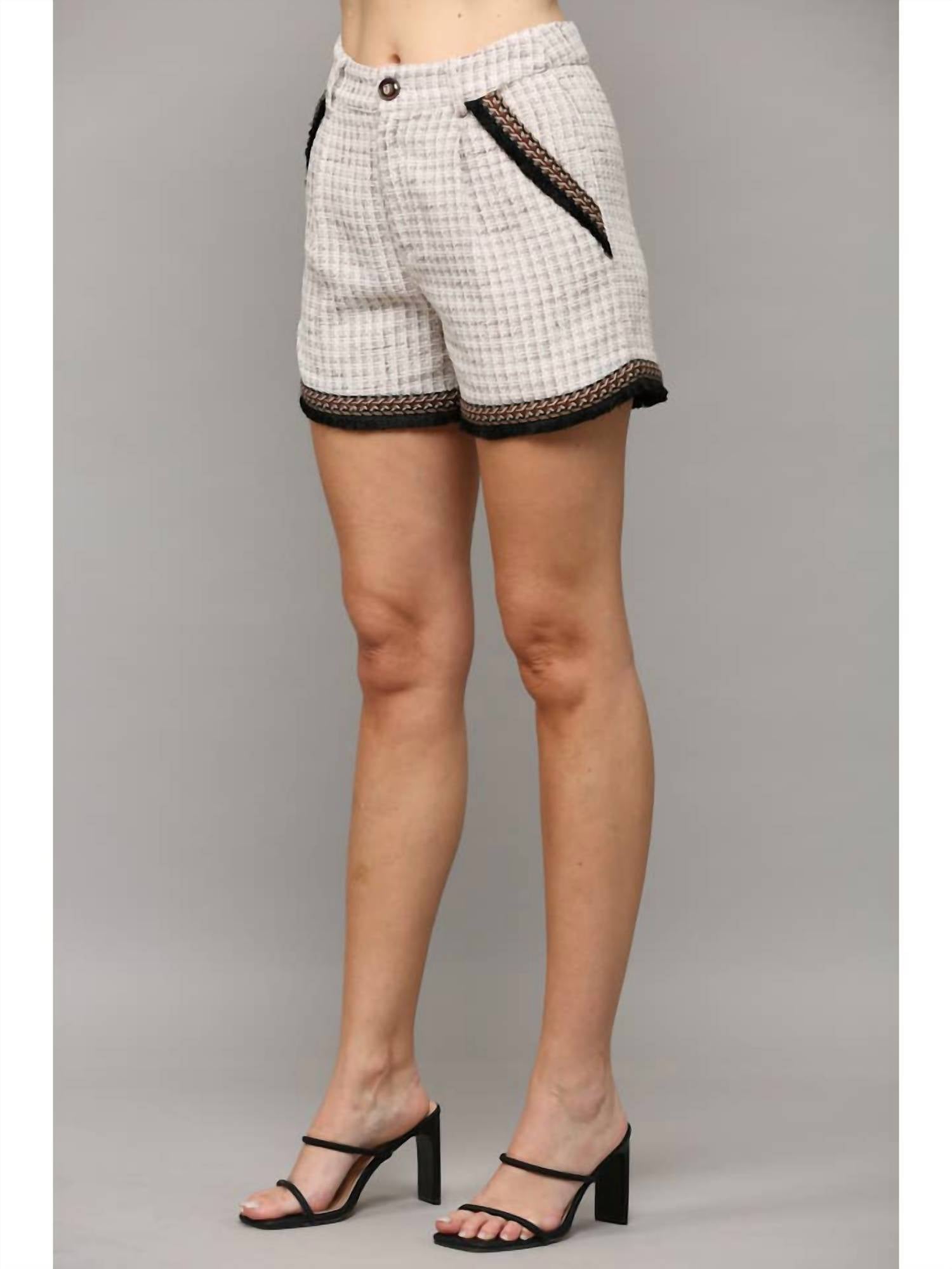 Fate by LFD Strictly Business Tweed Short in taupe - women's shorts - detail view