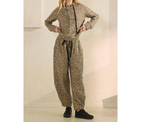 Veveret Leopard French Terry Hoodie in brown - women's top - view 5
