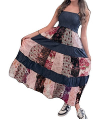 Young Threads - Sleeveless Patchwork Maxi Dress