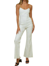 Blue Blush Chain Shoulder Detail Denim Jumpsuit in white - women's pants