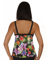 Caribbean Joe - Sunkissed Tropical V-neck Framed Surplice Tankini Top