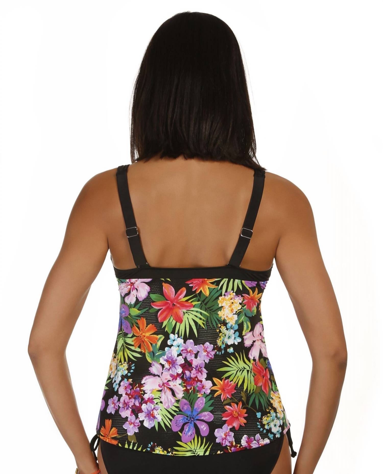Caribbean Joe - Sunkissed Tropical V-neck Framed Surplice Tankini Top