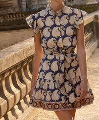 Oliphant - Agra Ruffle Collar Button Mini Dress