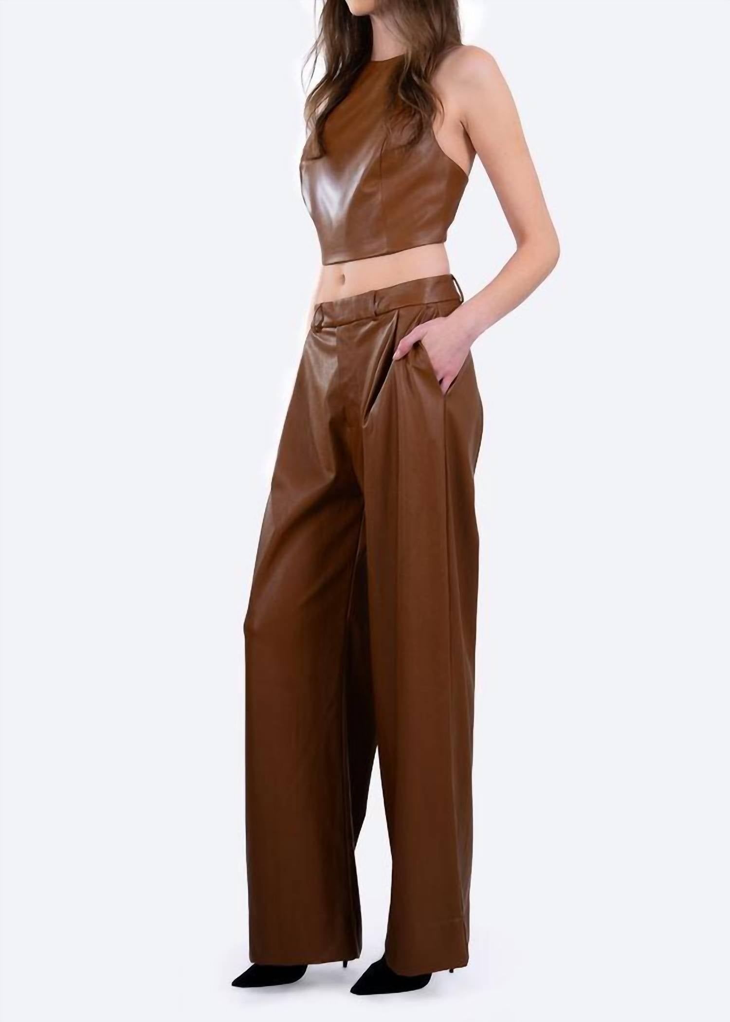 Nonchalant Label - Perrie Faux Leather Crop Top