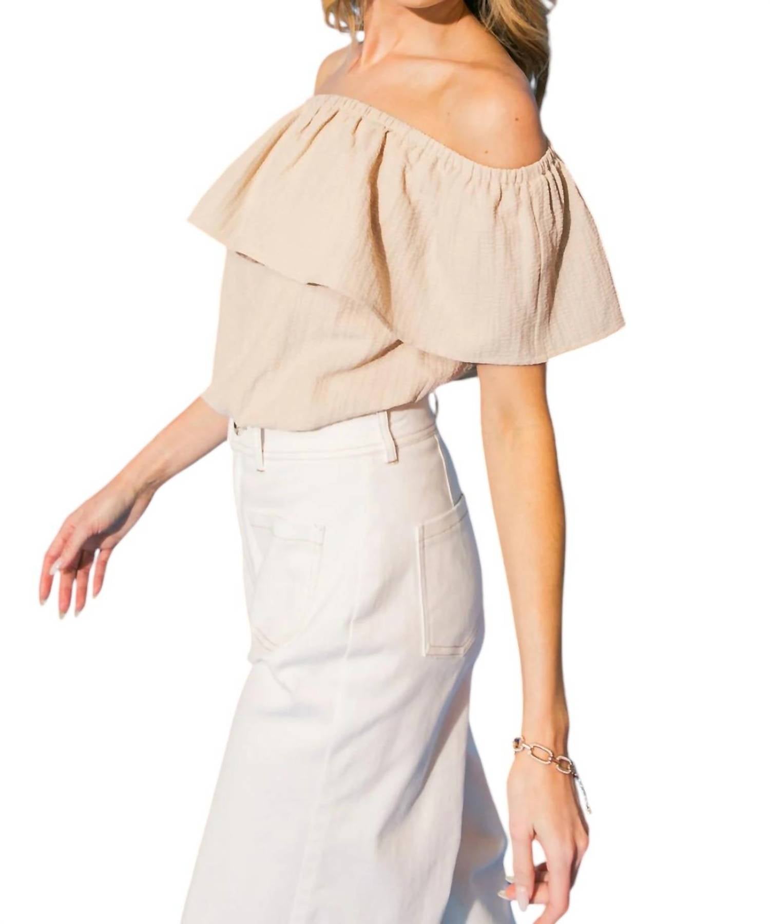 Flying Tomato - Millie Off Shoulder Textured Top