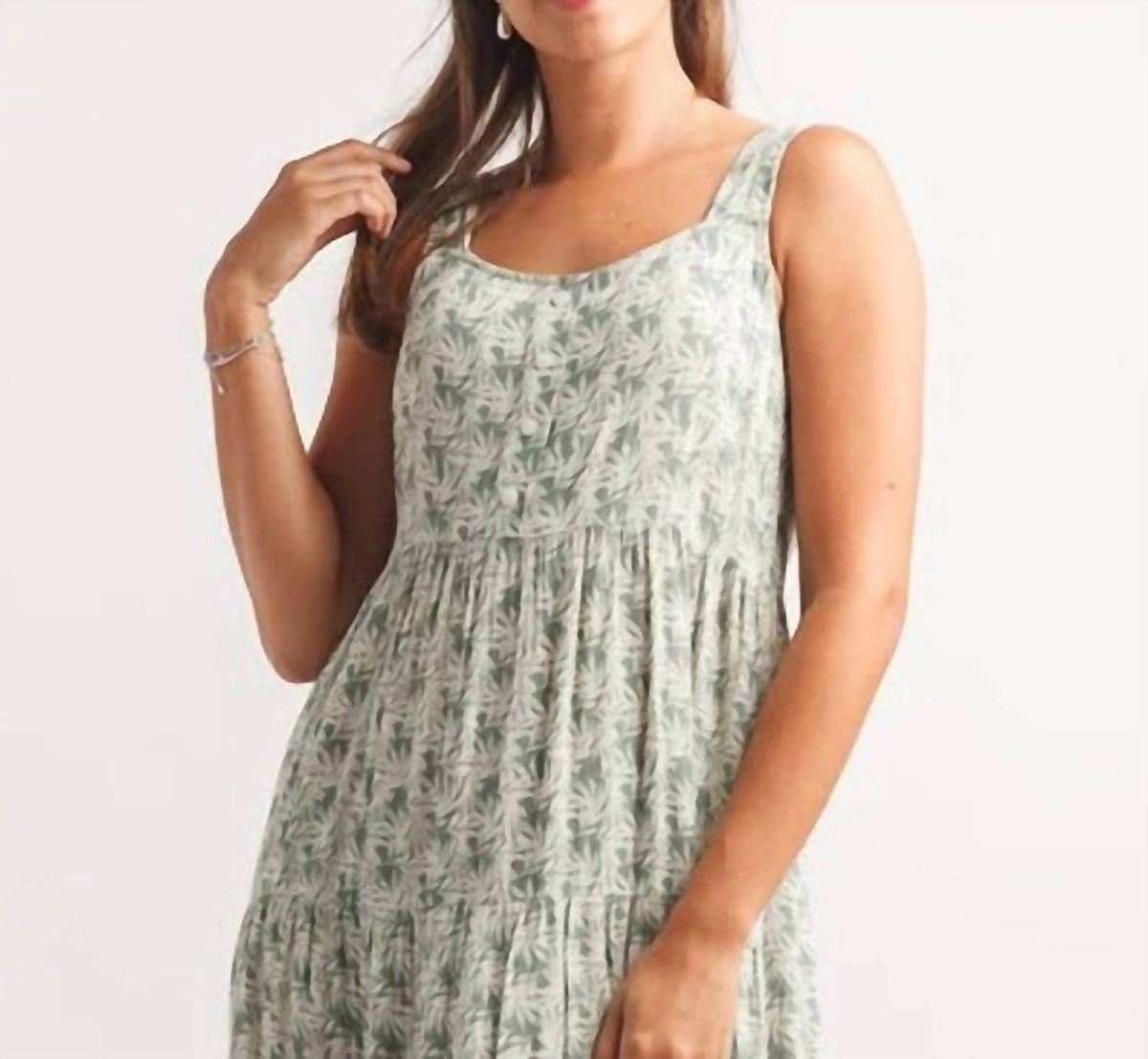 Papillon - Tiered Leaf Print Dress