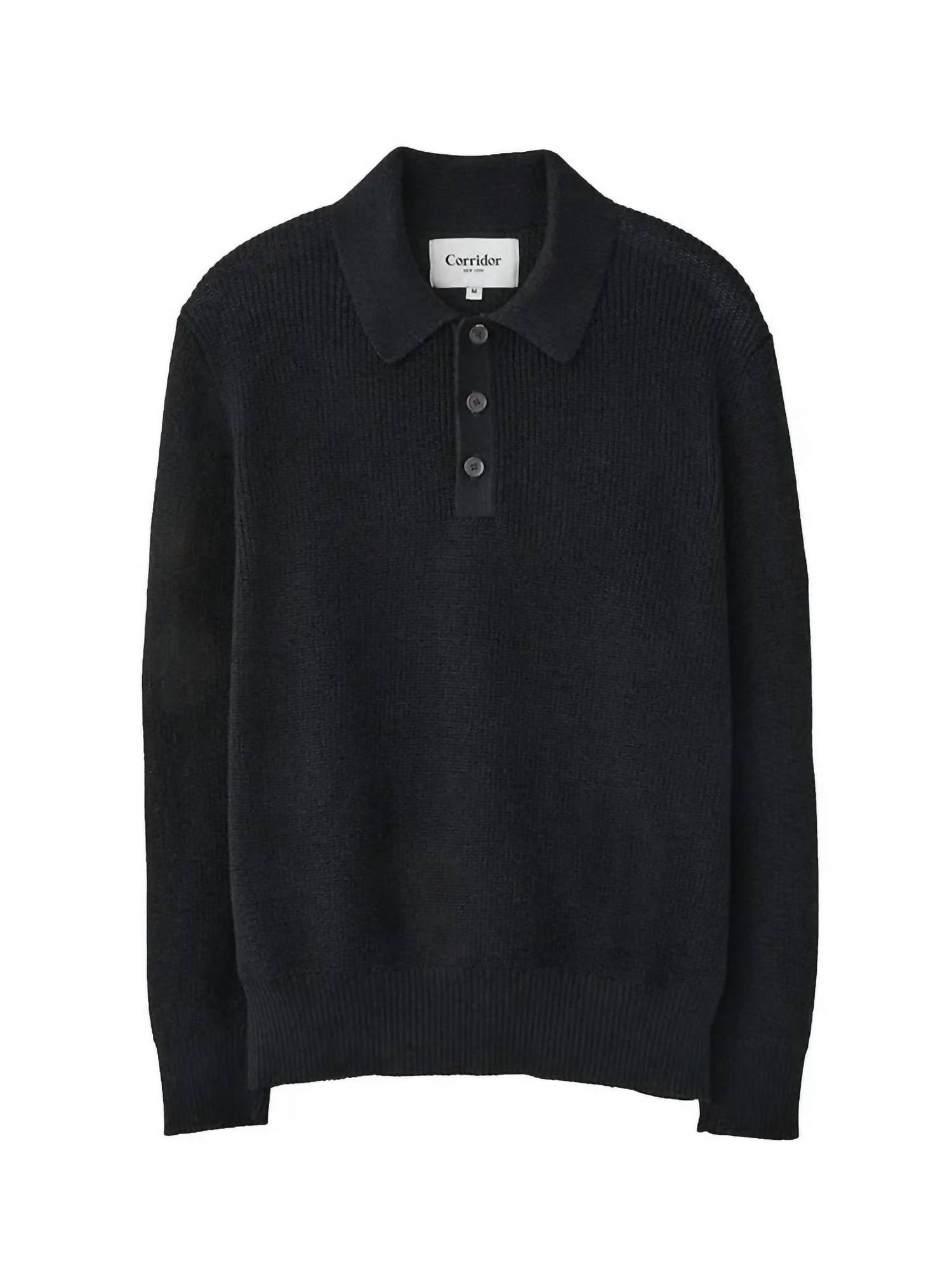 Corridor Slouchy Polo in black - men's shirt - alternate view