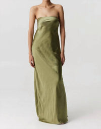 Third Form - Satin Tie Back Strapless Maxi Dress