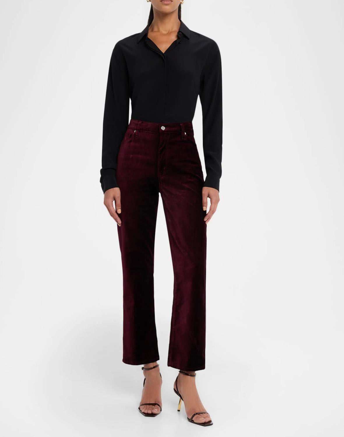 FRAME Le Sleek Straight Jeans in full glass velvet - women's pants
