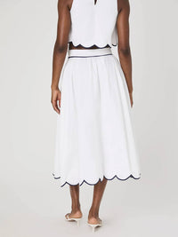 French Connection - Alexis Cotton Scallop Hem Midi Skirt