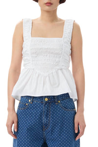 Ganni - Cotton Poplin Smock Strap Blouse