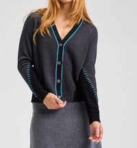 ZAKET & PLOVER Panelled Button Stitch Cardigan in chambray - women's cardigan