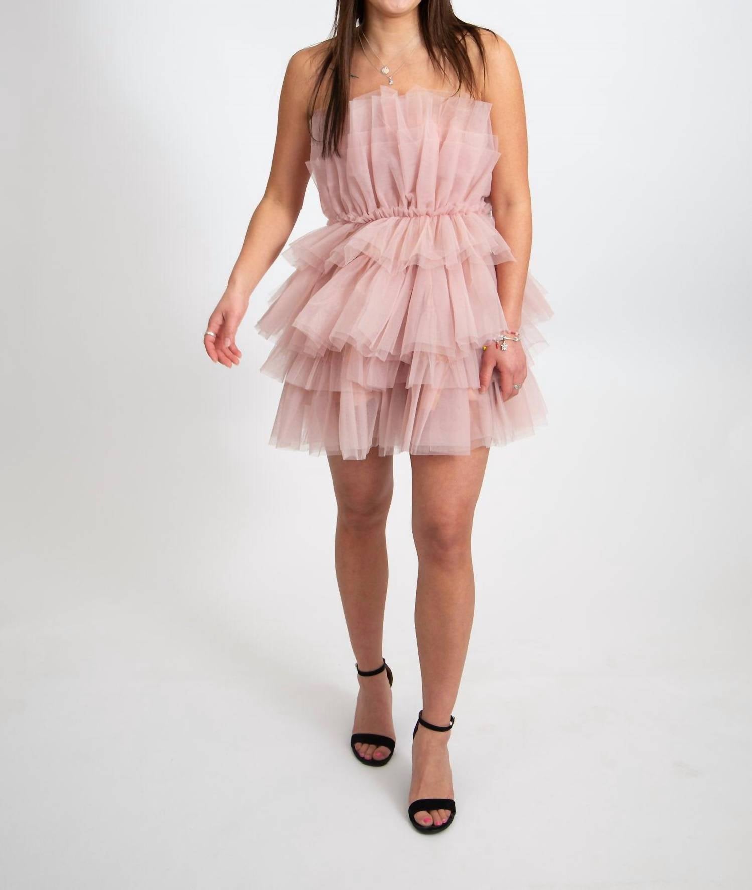 In The Beginning - Tiered Tulle Strapless Mini Dress