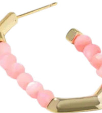 Kendra Scott Women's Sylvia Hoop Earrings in pink chalcedony - women's jewelry - detail view