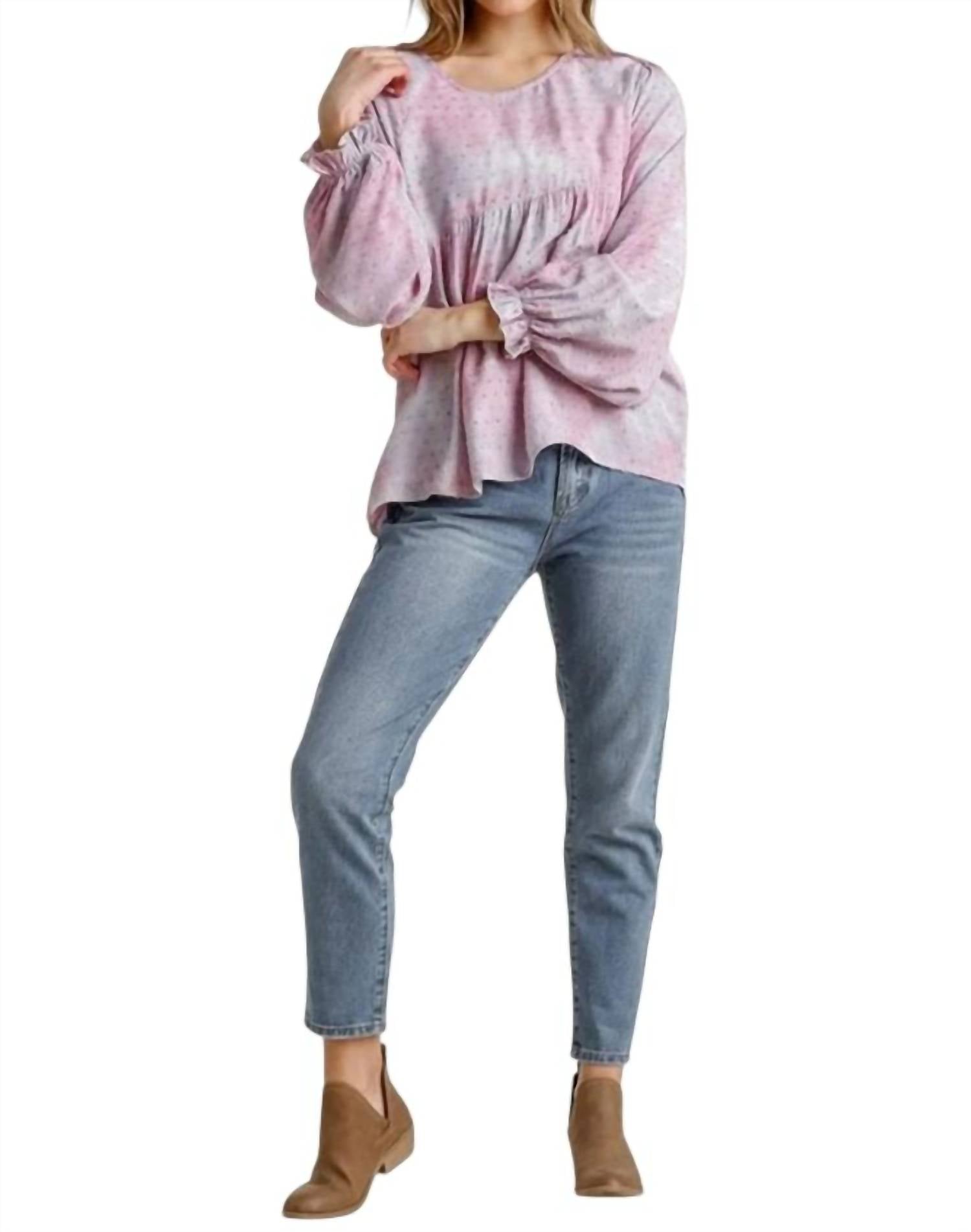 Umgee - Swiss Dot Babydoll Blouse