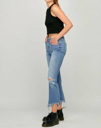 Hidden - Helena High Rise Cropped Flare Jeans With Uneven Hem