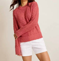 TOMMY BAHAMA Bayshore Cotton Crew Sweater in wild geranium - women's sweater - detail view